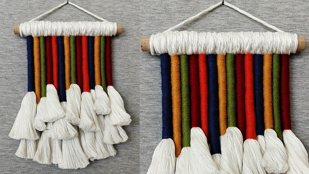 DIY COLGANTE de PARED en macrame con borlas | DIY Tassel Wall Hanging Tutorial