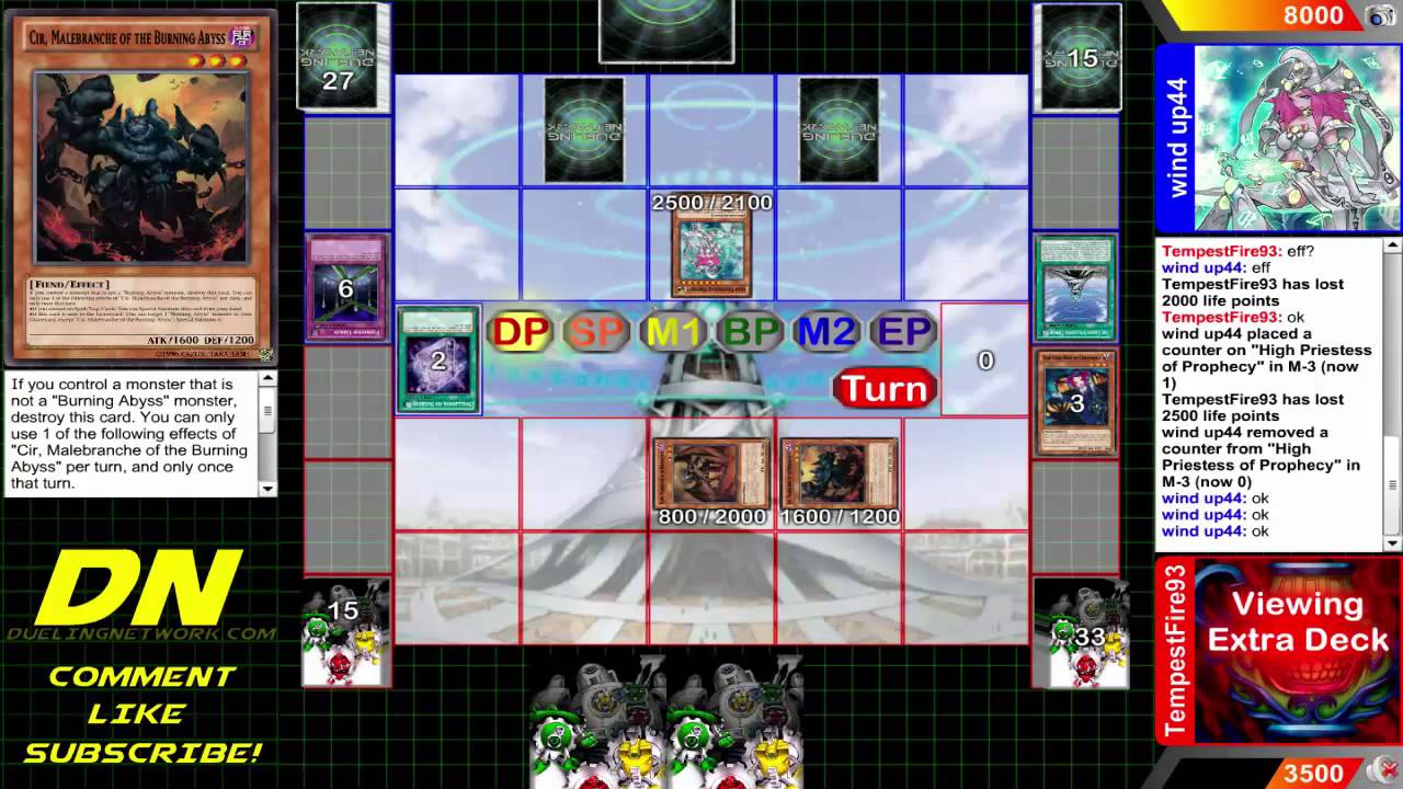 YUGIOH - DUELING NETWORK MATCHES - TempestFire93's Burning Abyss vs wind up44's Spellbooks Prophecy