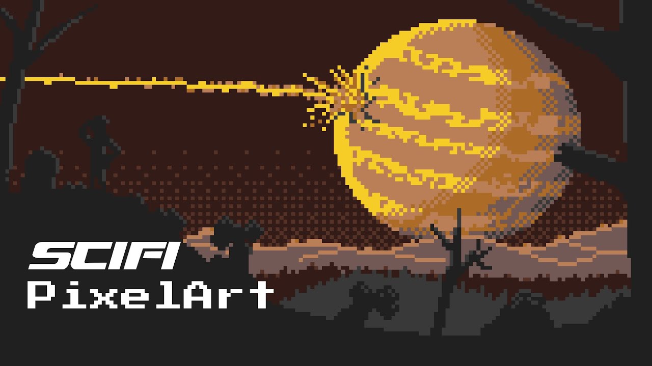 SciFi PIXEL ART Landscape! The Doomed Planet. A Relaxing Time Lapse Speedpaint