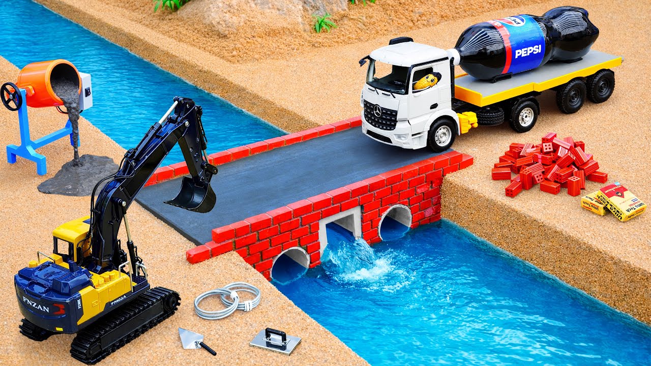 DIY Mini Tractor Makes a Perfect Brick Bridge for Heavy Trucks 🚚✨