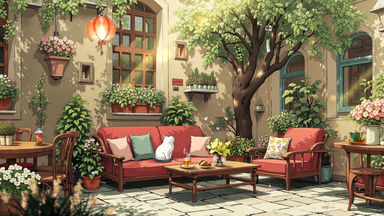 Peaceful Garden Cafe ☕ Positive Lofi Beats for a Better Day 🌿 Chill Lofi to Heal & Refresh