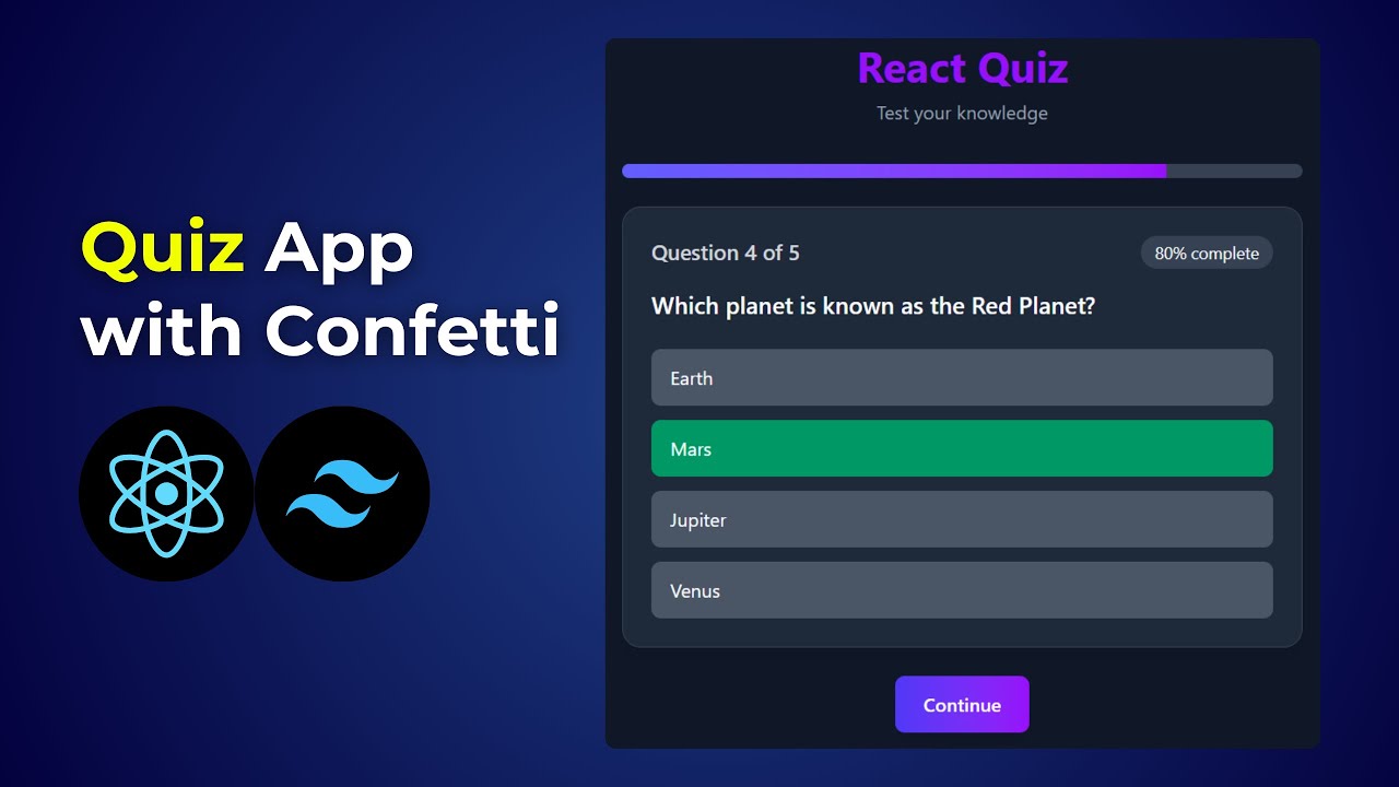 Создайте современное приложение-викторину на React с помощью Tailwind CSS | Пошаговое руководство