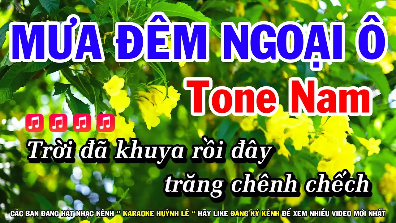 Karaoke Mưa Đêm Ngoại Ô - Tone Nam Nhạc Sống Mới | Huỳnh Lê
