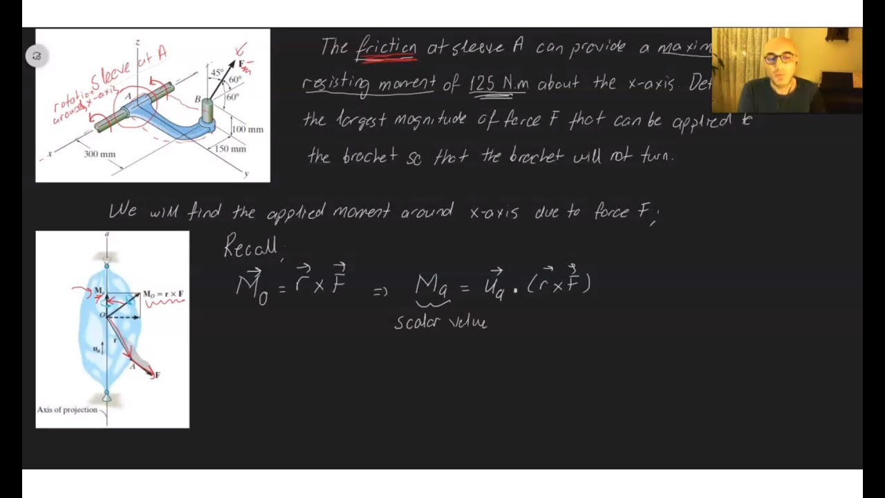 Determining the moment of a force around a specified axis