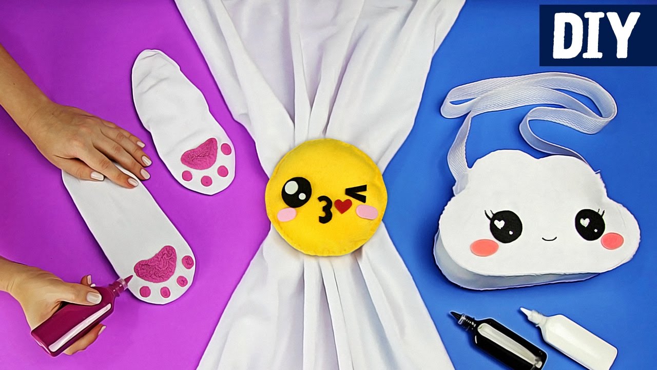 DIYS KAWAII 🐾😘 6 Ideias Fofas pra Fazer em Casa | Bolsa, Meias e +