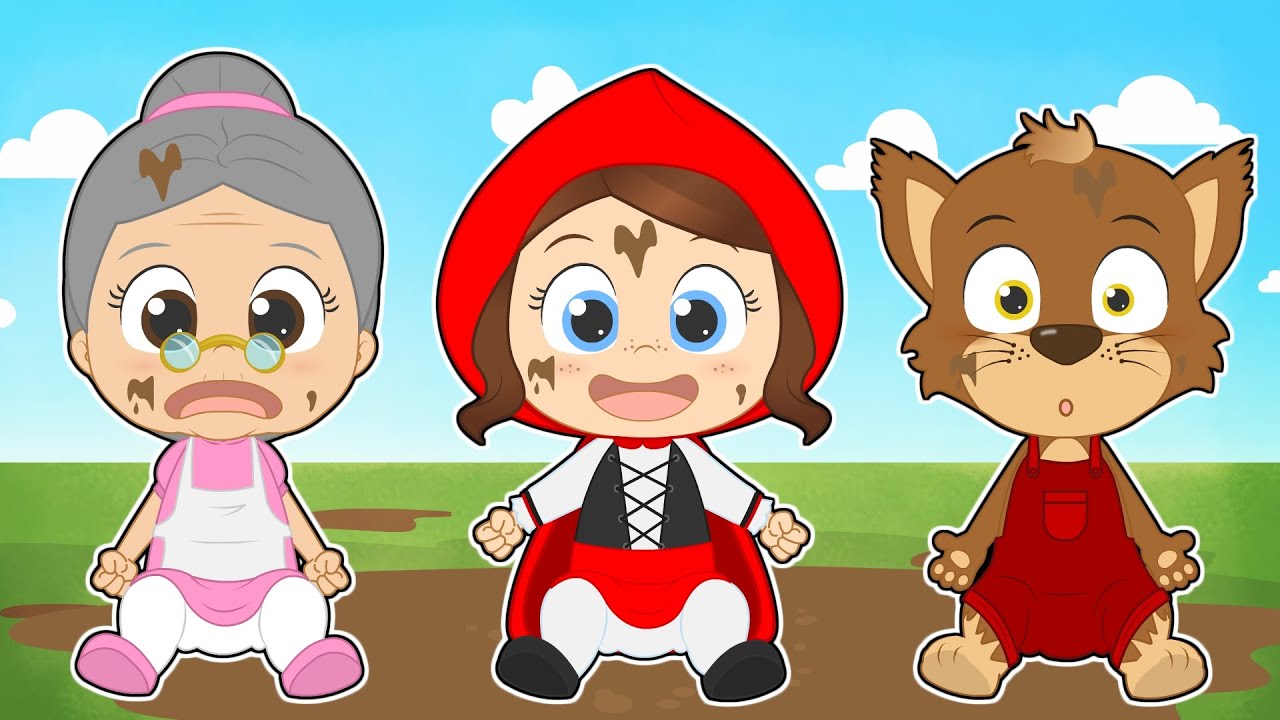 FIVE BABIES with Little Red Riding Hood and the Big Bad Wolf 🍪🐺 Songs for children