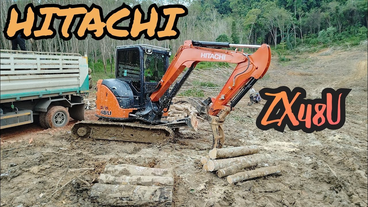 สายคีบ HITACHI ZX48U คีบไม้ยางพารา ใส่หกล้อ ISUZU FRR190
