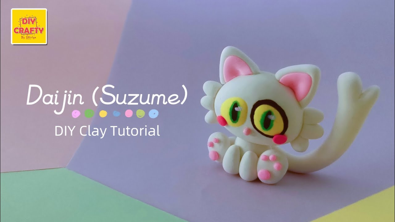How to make Daijin (Suzume) with air dry clay. Kitten Clay Tutorial #clay #airdryclay