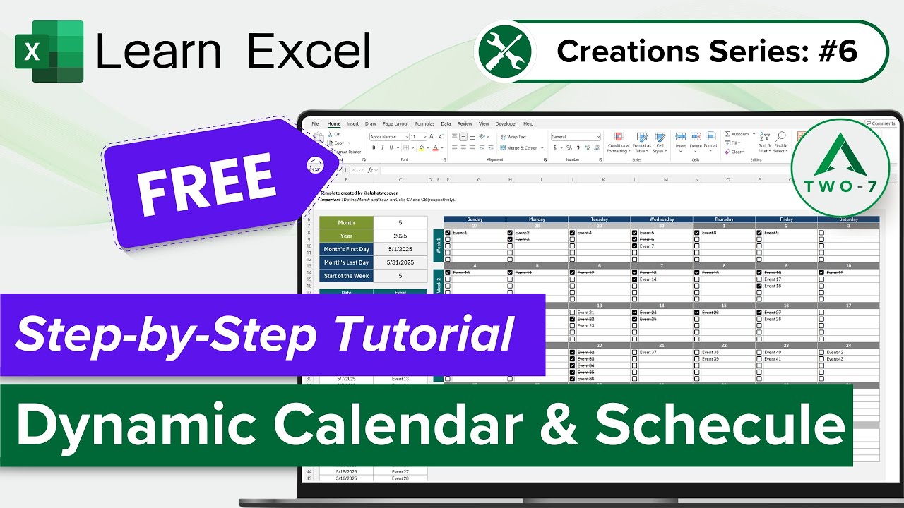 Dynamic Calendar Schedule - Free Template and Step by Step Tutorial - Create Your Own Spreadsheet