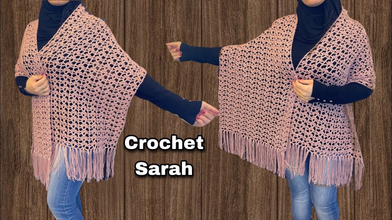 Easy crochet and elegant shawl just repeat 2 rows / كروشية شال مستطيل سهل جدا شكل 2 | Crochet Sarah