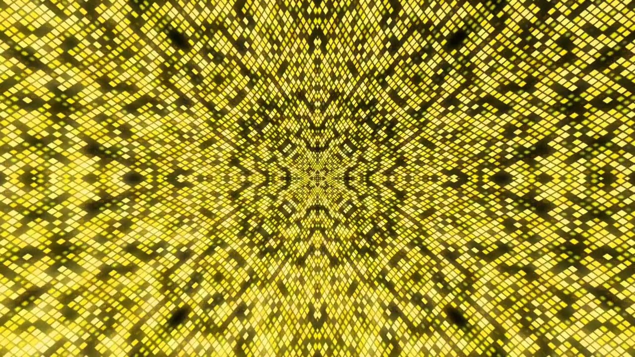 yellow pixel kardioscop animation, seamless background, yellow pixel motion graphics.