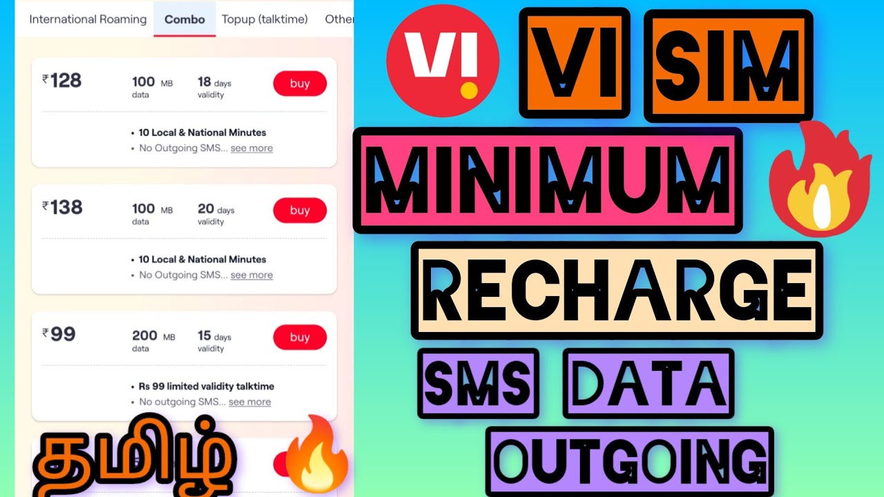Vi Minimum Recharge For Incoming Outgoing SMS Data Tamil | Vi Sim Active Recharge Plan Tamil | TTS