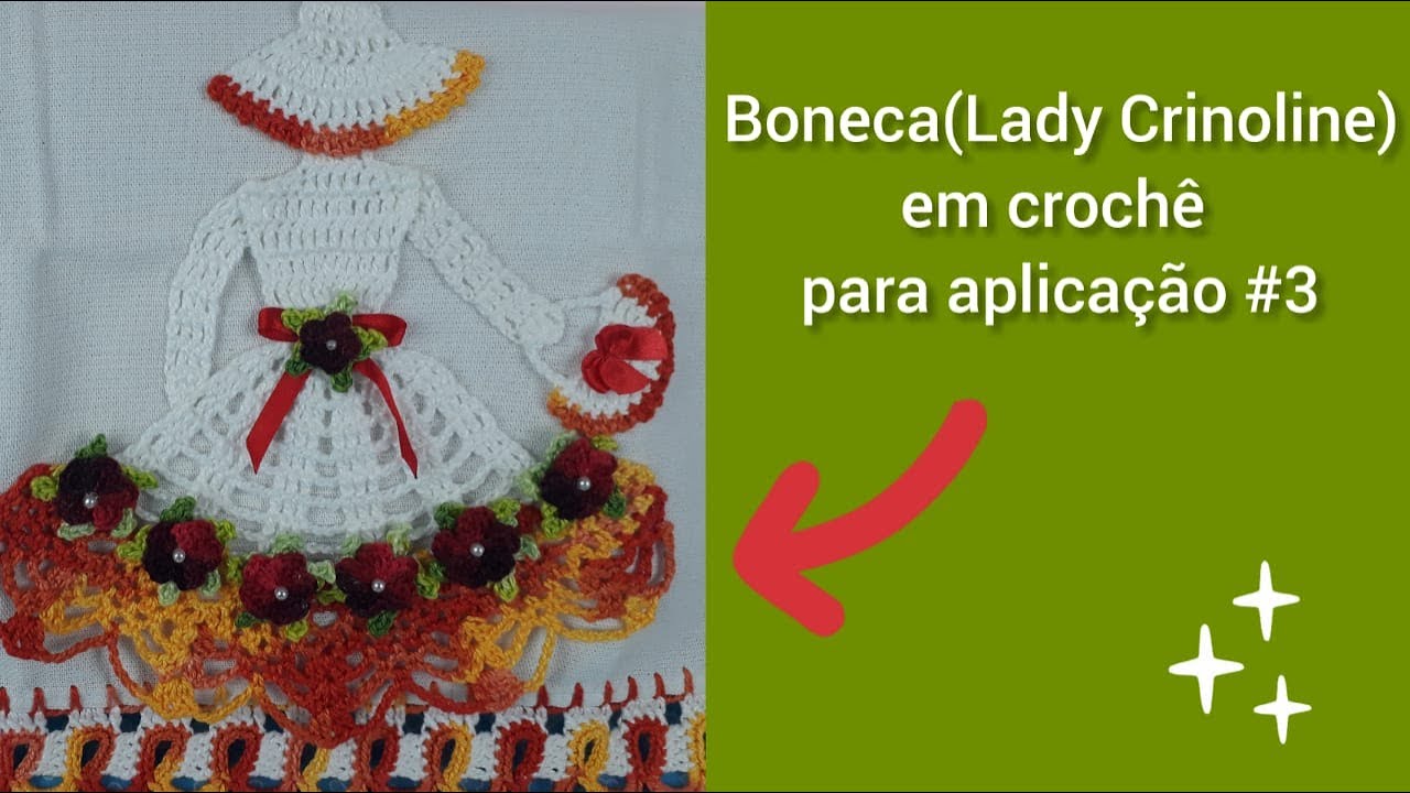 Boneca (Lady Crinoline) em crochê para aplicação #3