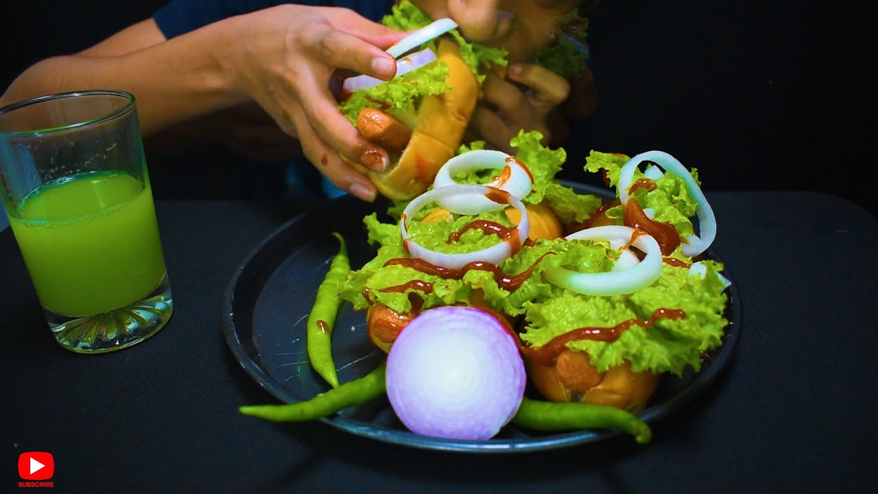ASMR MUKBANG 먹방 | HOT DOGS + AMBARELLA JUICE ( No Talking ) REAL EATING SOUND | @MAGU ASMR