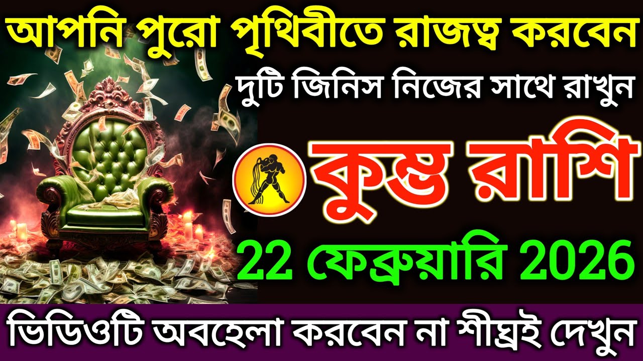 কুম্ভ রাশি: 22 ফেব্রুয়ারি 2026 আপনি পুরো পৃথিবীতে রাজত্ব করবেন! ভিডিওটি অবহেলা করবেন না |#kumbh 