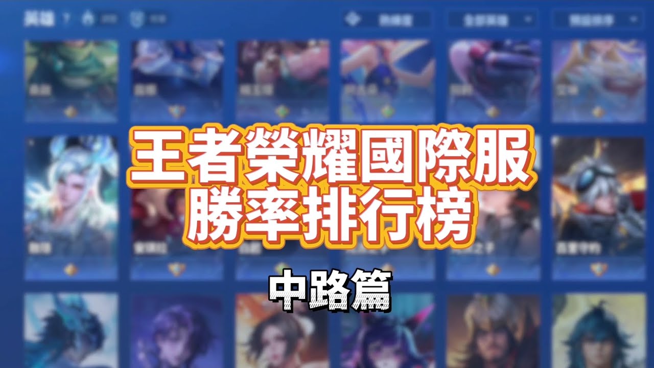 【王者榮耀國際服】中路勝率排行榜！ 那個男人玩火的男人還是太超標了？ 