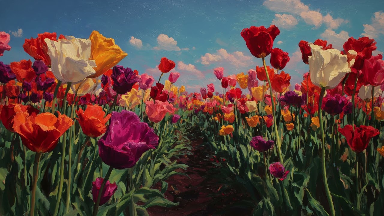 Tulips TV Art :: Field of Tulips Frame TV Art :: Spring Tulips TV Screensaver :: Silent Video