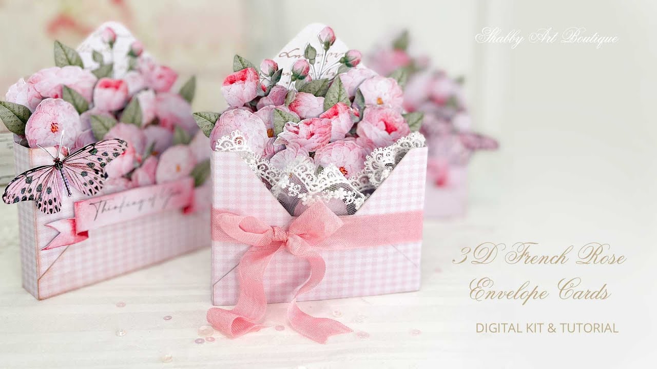 3D French Rose Envelope Card Tutorial