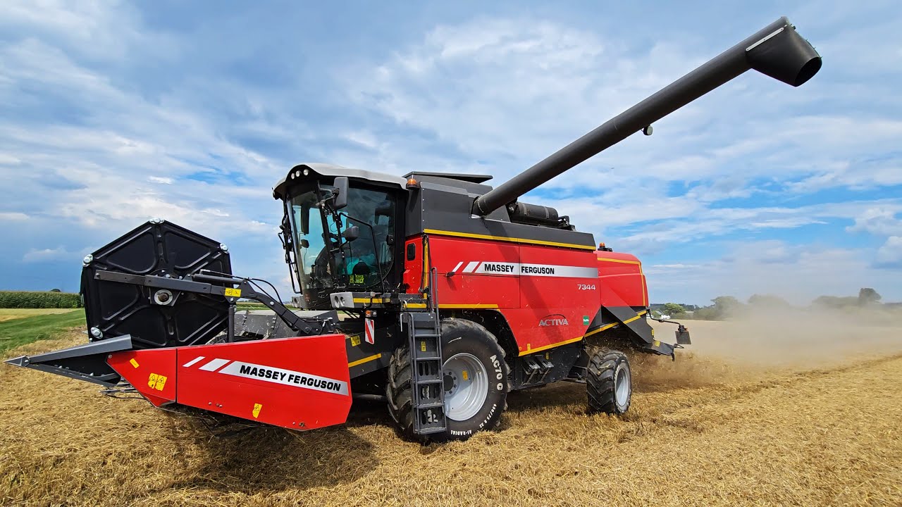 Massey Ferguson ACTIVA 7344 Mähdrescher beim Weizen dreschen im Sommer 2023!