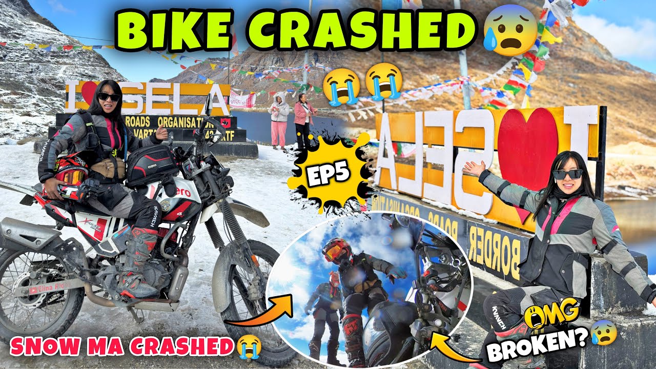 SNOW MA KHATRA BIKE CRASHED BHAYO😰||BIKE BIGRYO😭||SELA PASS PUGDA YESTO BHAYO😱