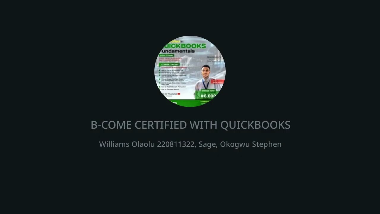 BECOME CERTIFIED WITH QUICKBOOKS 1.0 - INTRODUCTION AND SETTING UP CHART OF ACCOUNT.