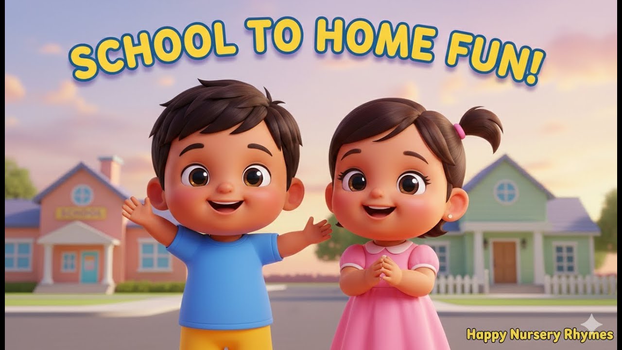 School Se Ghar Tak | Cute Baby Going Home Rhyme 🚌👶 | Happy Nursery Rhymes #happynurseryrhymes