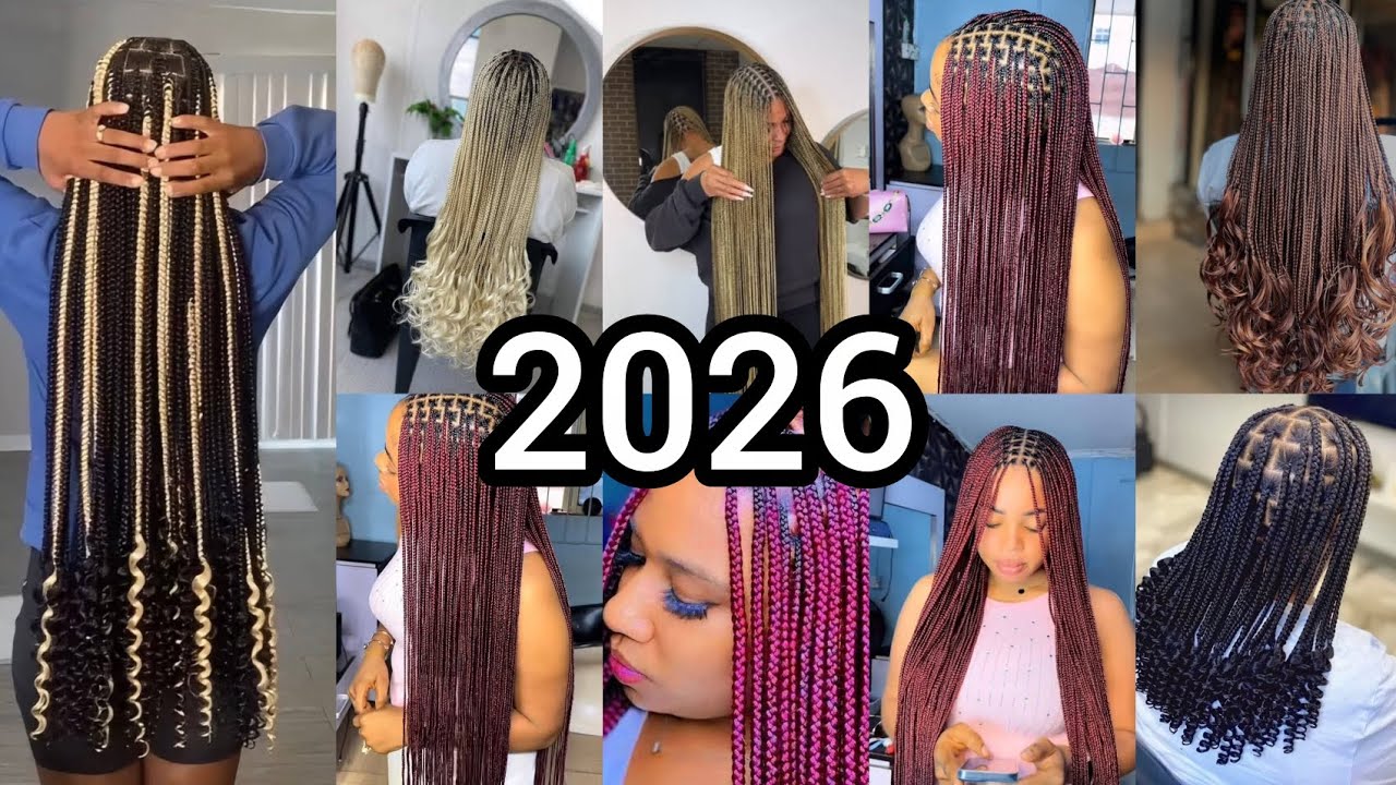 2026 KNOTLESS BOX BRAID HAIRSTYLES/FRENCH CURLS HAIRSTYLES /BOHO KNOTLESS BRAID HAIRSTYLES #VIRAL 