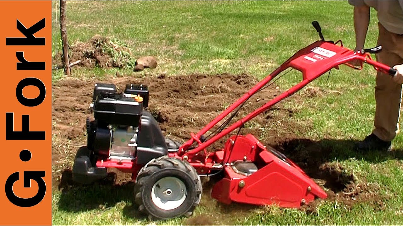 Обзор роторной фрезы Troy Bilt — вертикальные зубья Bronco Axis — GardenFork