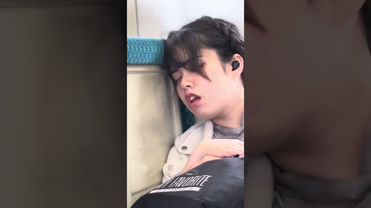 train sleep girl drool