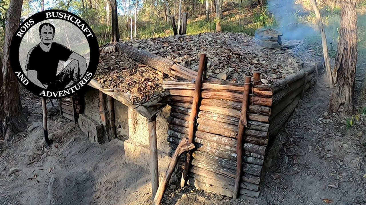 Complete Bushcraft Dugout Earth Shelter Build - Start to Finish