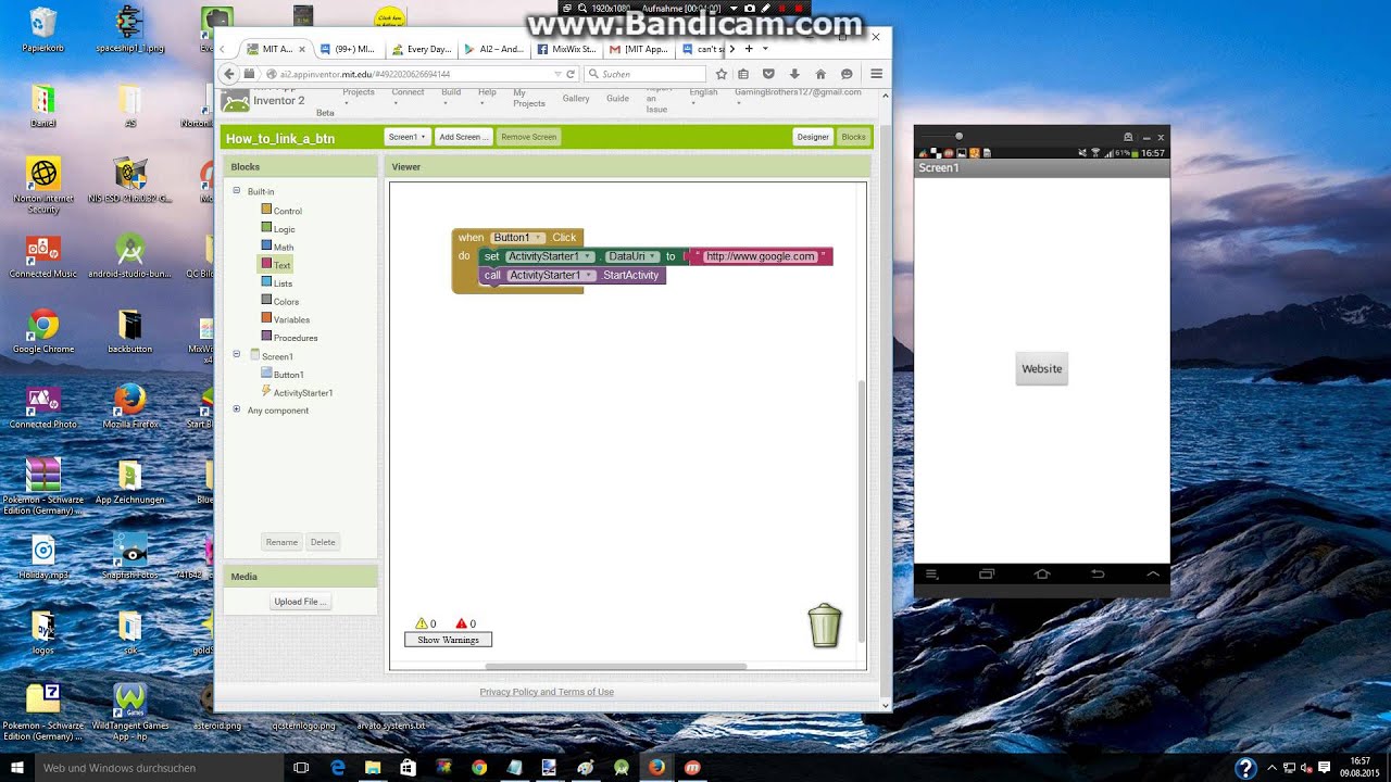 App Inventor 2 - How to link a button to a website