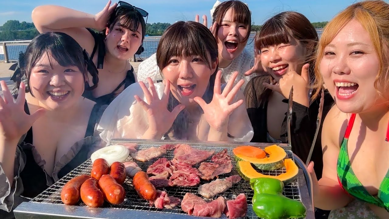 【真夏】おデブ、水着でBBQ爆食したら最高すぎた！！！【海】