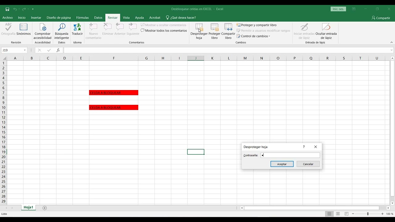Desbloquear celdas en EXCEL