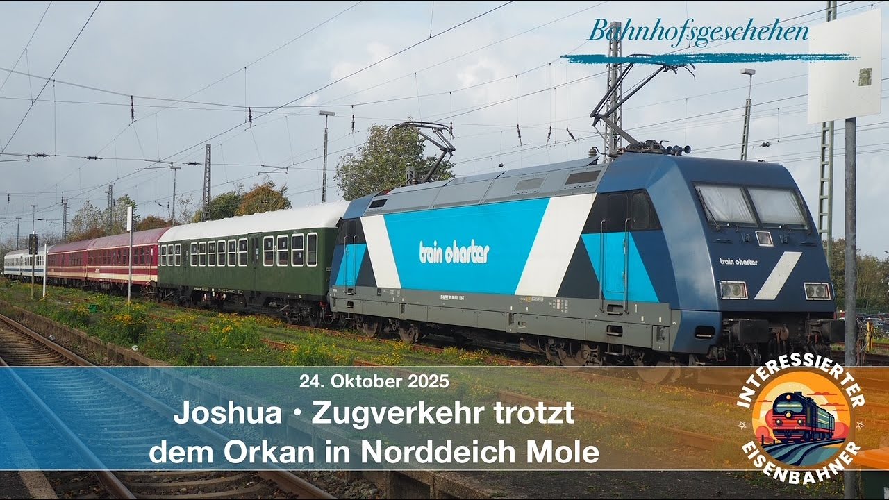 Joshua - Zugverkehr trotzt dem Orkan in Norddeich Mole
