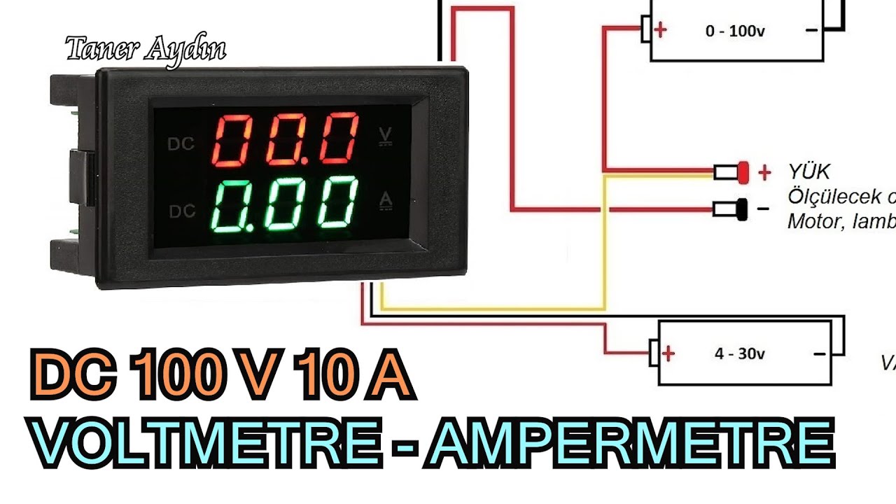 DİJİTAL DC VOLTMETRE VE AMPERMETRE (100V - 10A) NASIL BAĞLANIR?