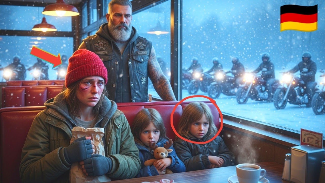 In einer eisig kalten Weihnachtsnacht klopfte eine Mutter verzweifelt um Hilfe – 200 Biker verän...