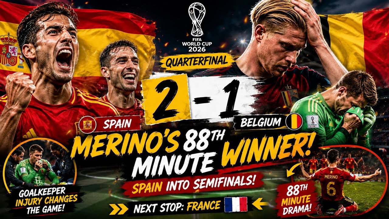 Spain Stun Belgium 2-1 in Thriller! Merino's 88th Minute Goal Breaks Belgian Hearts 💔🇪🇸