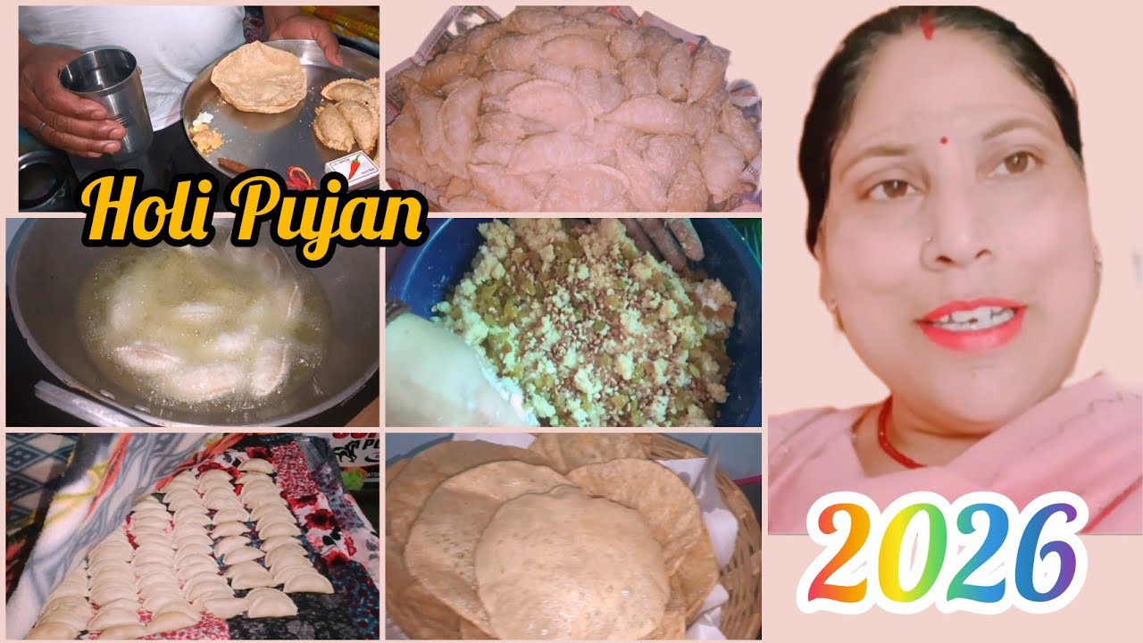 V..74 मेरे तरीके से बनाएं आसान खस्ता मावा गुजिया | पूजा की तैयारी करते-करते रात हो गई | Holika Dahan