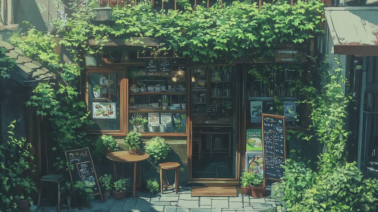 A Small Cafe Wrapped in Green 🌿 Peaceful Rain Sounds