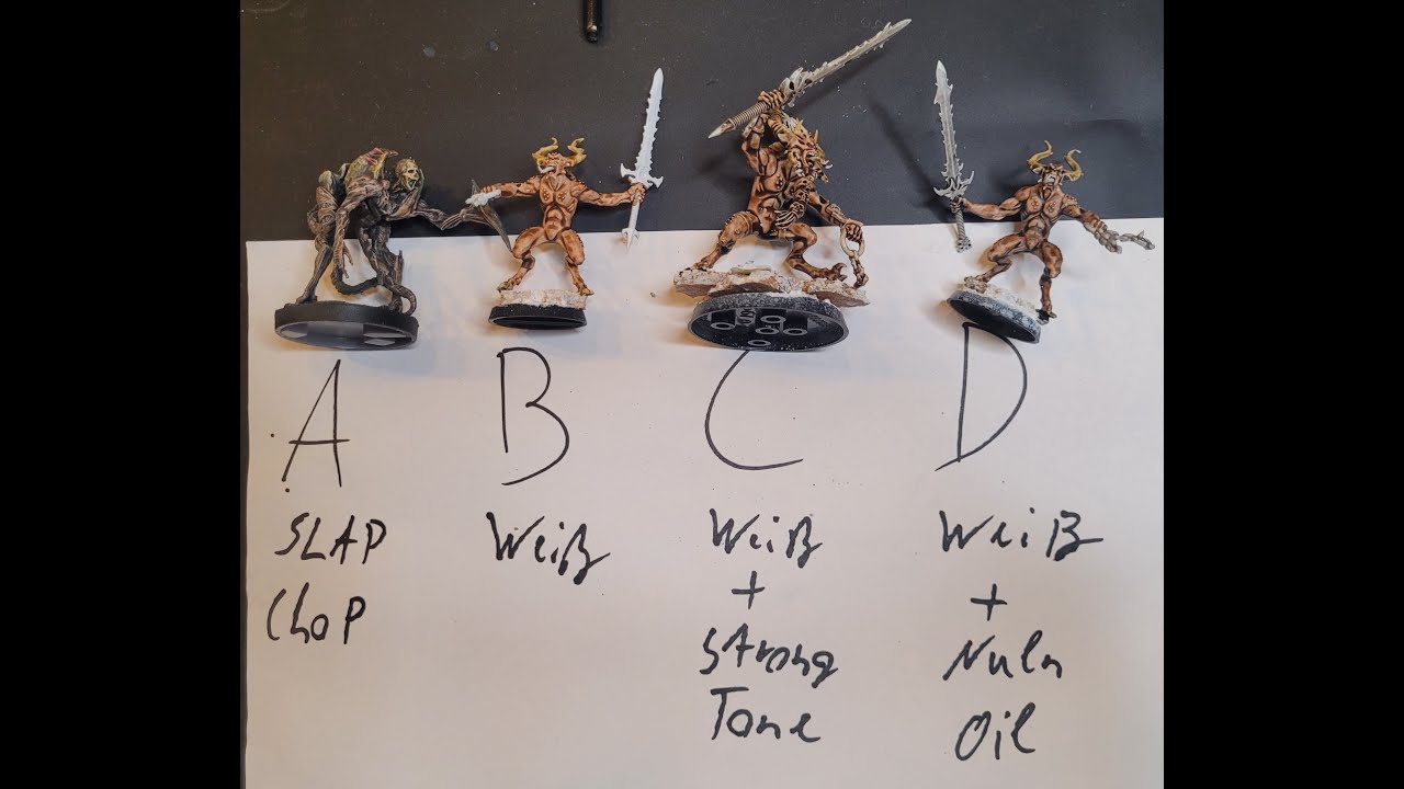 Slap chop vs. strong tone vs. nuln oil vs. weiße grundierung. Was ist am besten?