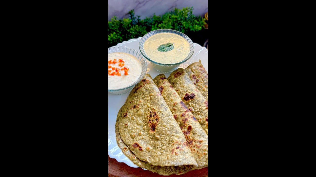 Instant Bathua Methi Paratha, Gajar Raita & Mint Coriander Raita#food #winterrecipe #farmstar