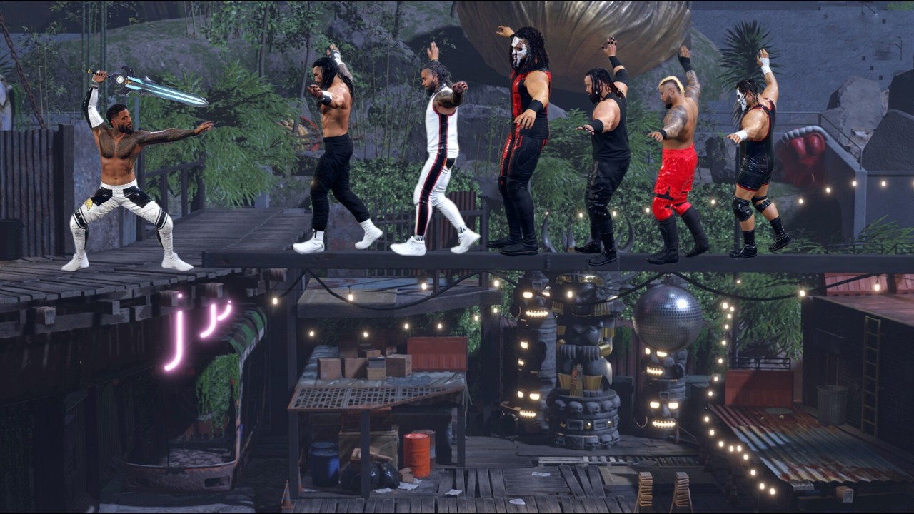 Roman Reigns vs Bloodline Scrapyard Brawl Jey Uso Jimmy Uso Solo Sikoa WWE 2K Family War Gameplay 🔥