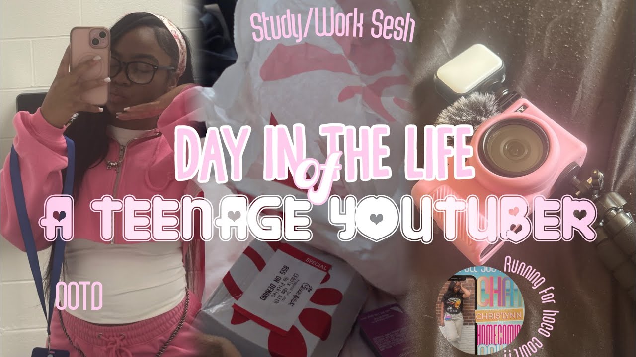 DAY IN THE LIFE OF A TEENAGE YOUTUBER | Running for hoco court, Study/Editing Sesh, OOTD, Etc