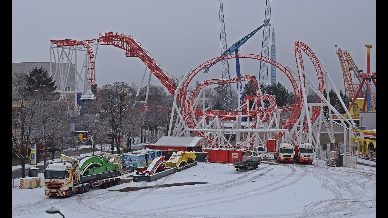 Aufbau Wiener Looping (MACK Rides) im Prater  - Stand 20.01.2025
