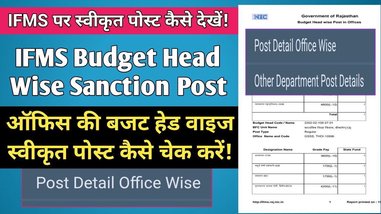 Budget Head Wise Post on IFMS | Download Office Sanction Post on IFMS | ऑफिस की स्वीकृत पोस्ट देखें!