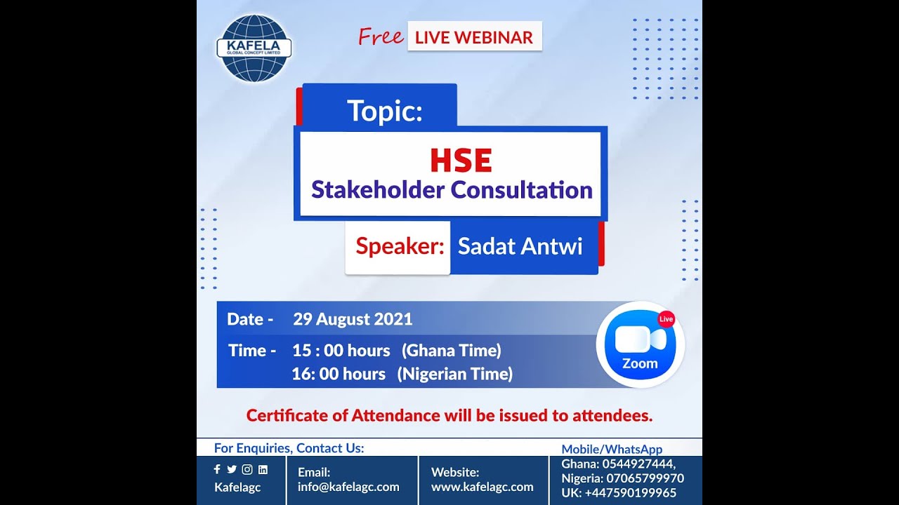 Kafela Webinar 02 : HSE Stakeholder Consultation
