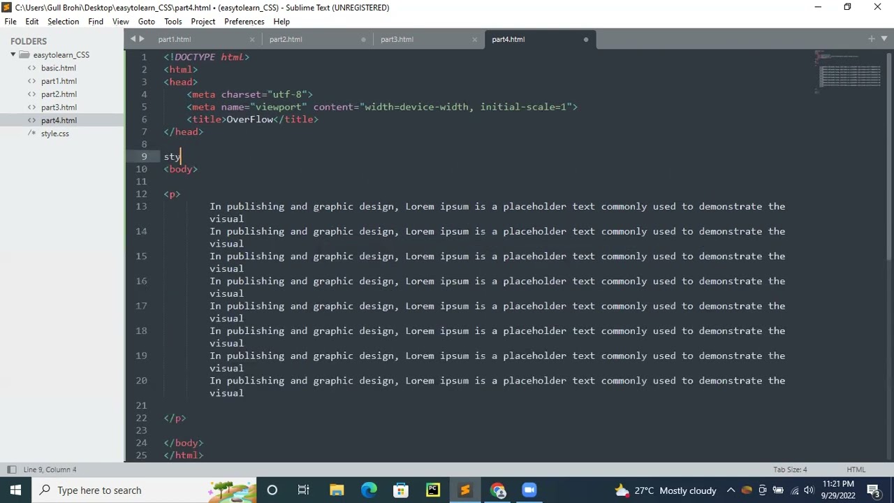 CSS OverFlow (Visible, hidden, scroll, x and y axises) in Urdu / Hindi