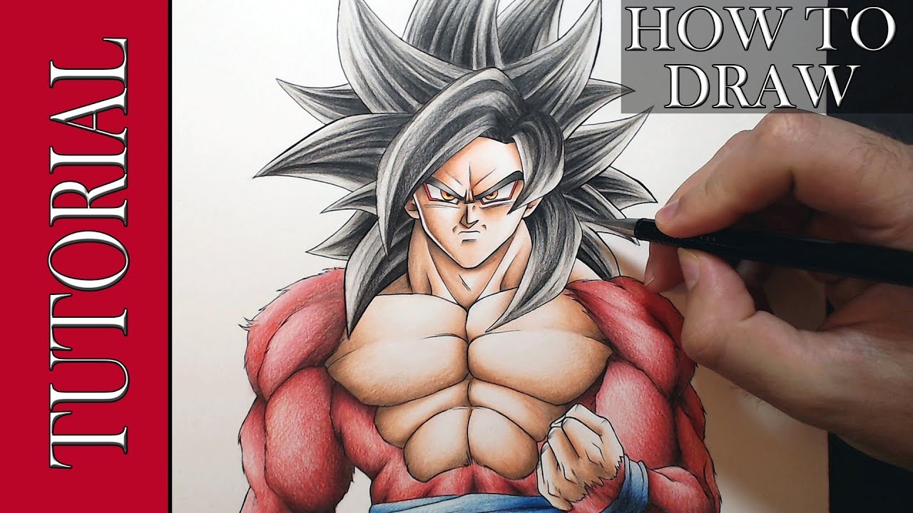 How to Draw - SSJ4 GOKU | TUTORIAL | + Colouring Skin tutorial