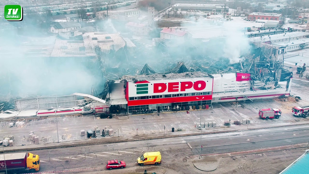 Магазин DEPO в Резекне. Последствия пожара