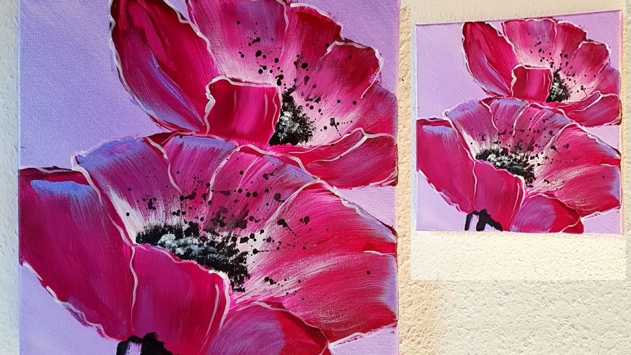 Blumen Malen Acryl für Anfänger - Flowers Acrylic Painting for Beginners